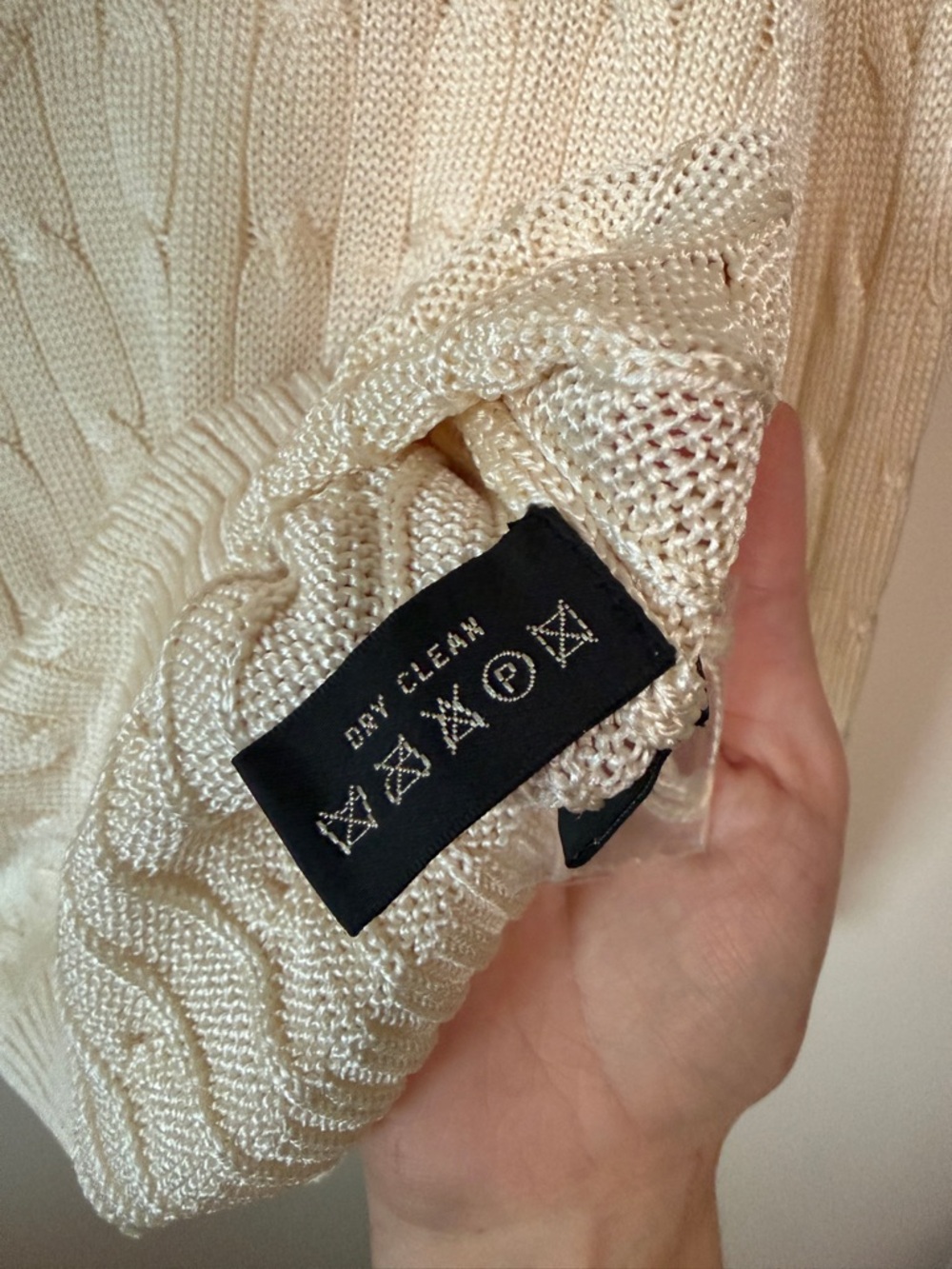 NWOT silk black label Ralph Lauren fisherman style cable knit ivory sweater -S - Picture 7 of 8